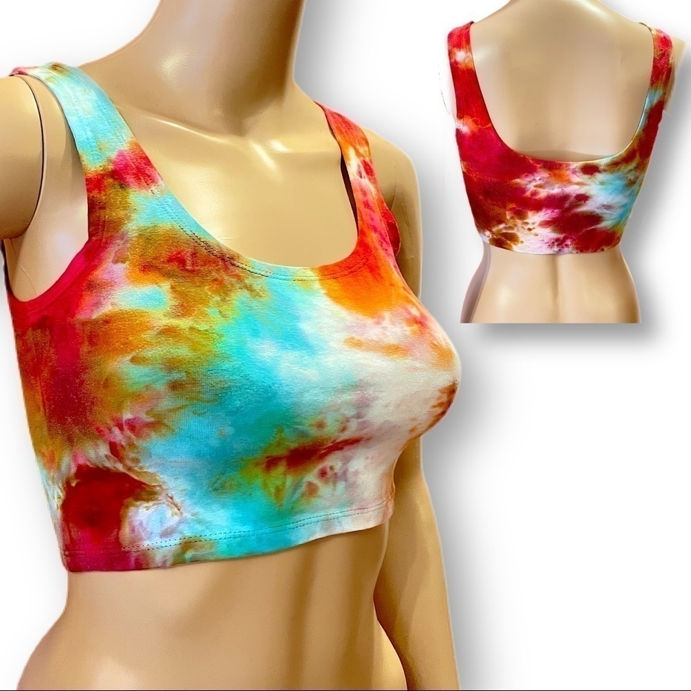 Tie dye ice dye festival crop top agate S